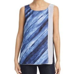 NWT Donna Karan Sand sea and sky Printed Tiered Tank Blouse Top, size S